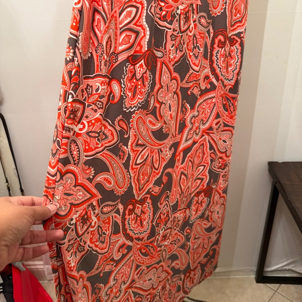 Y2K INC Maxi Dress Paisley Boho Red Grey Size Medium - Picture 2 of 5